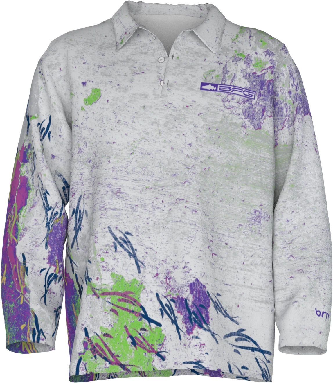 BFG x brrr Brush Strokes Grey Purple Polo front