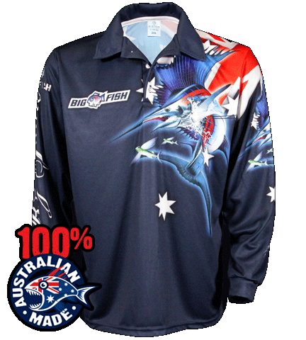 Aussie Pride Navy - Fishing Shirt - Bigfish Gear